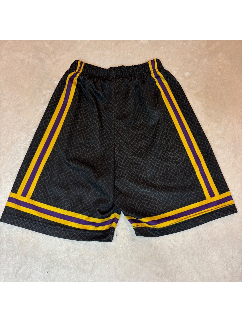 Youth Basketball Shorts Black Purple Gold #8 Snake Logo Athletic 9” Waist - Picture 2 of 6